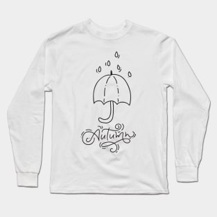 Autumn Umbrella Rain Simple Design Long Sleeve T-Shirt